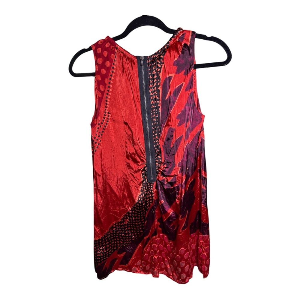 CAbi Red Abstract Patchwork Sleeveless Tunic Top … - image 2